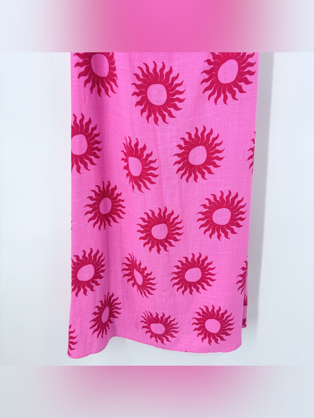 Anthropologie Paper Heart Pink Red Sun Linen Blend Maxi Dress - Picture 3 of 9